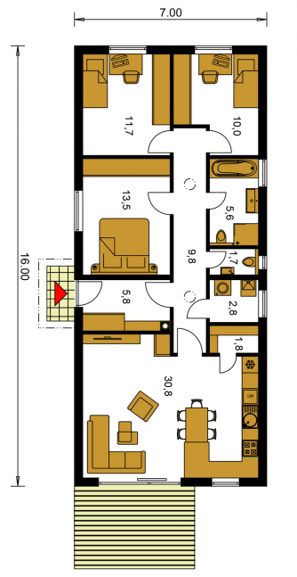 Grundriss des Erdgeschosses - BUNGALOW 229